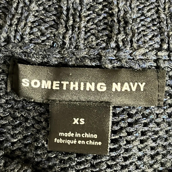 Something Navy Dropped Shoulder Crew Neck Relaxed Fit Sweater in Navy - Size XS - Picture 5 of 6